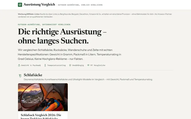 Startseite ausruestung-vergleich.de